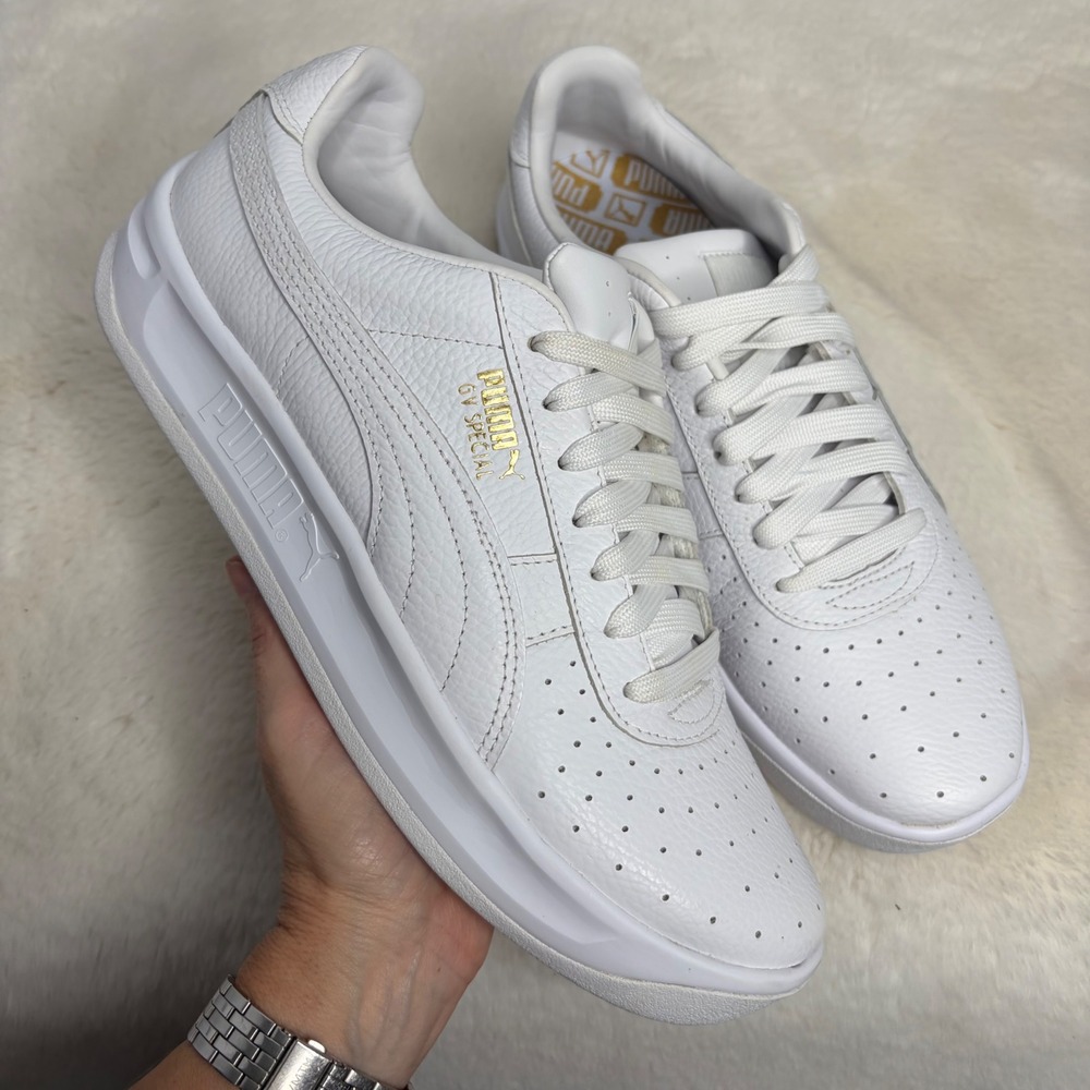 Puma GV Special Mens White Tumbled Leather Low Top Sneakers 366613-01 Size 9.5